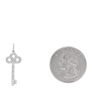 TIFFANY Platinum Diamond .12ct Fleur De Lis Key Pendant