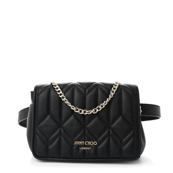 JIMMY CHOO Calfskin Diondra Belt Bag Black
