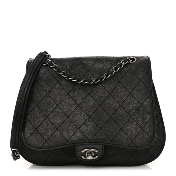 CHANEL Calfskin Coco Twin Large Flap Black