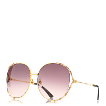 GUCCI Metal Round Frame GG0595S Sunglasses Gold Brown