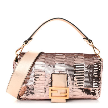 FENDI Sequin Metallic Nappa Pequin Baguette Rame