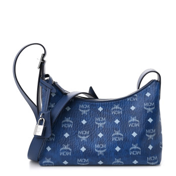 MCM Visetos Aren Hobo Crossbody Bag Blue