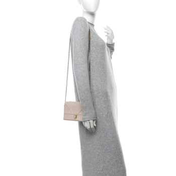 CHRISTIAN DIOR Grained Calfskin Diorama Wallet on Chain Pouch Rose Poudre