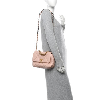 CHANEL Lambskin Quilted Medium Chanel 19 Flap Pink