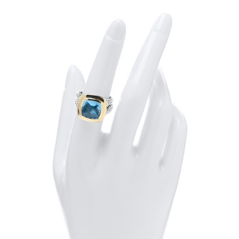 DAVID YURMAN Sterling Silver 18K Yellow Gold Blue Topaz 11mm Albion Ring 54 7