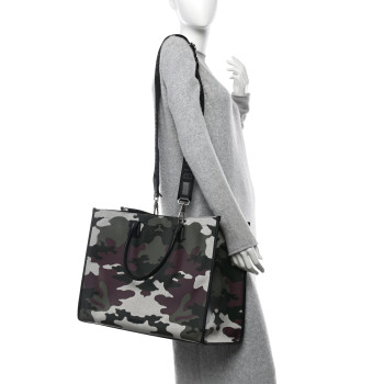 BURBERRY Canvas Denny Camouflage Tote Multicolor
