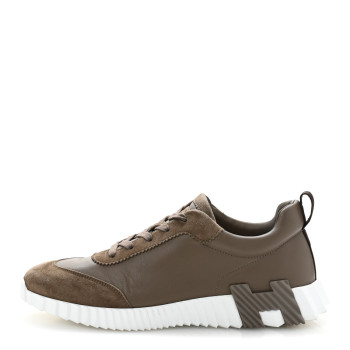 HERMES Goatskin Suede Goatskin Mens Bouncing Sneakers 43.5 Etoupe