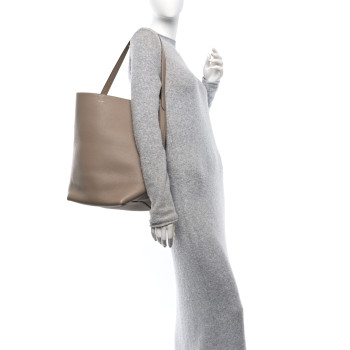 THE ROW Grained Calfskin Large N/S Park Tote Dark Taupe