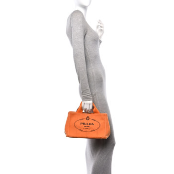 PRADA Canapa Small Logo Tote Papaya