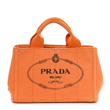 PRADA Canapa Small Logo Tote Papaya