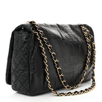 CHANEL Vinyl Medium Rock and Chain Flap Black Black