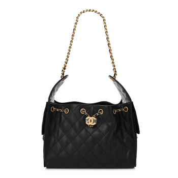CHANEL Caviar Quilted Small Chanel 25 Handbag Black
