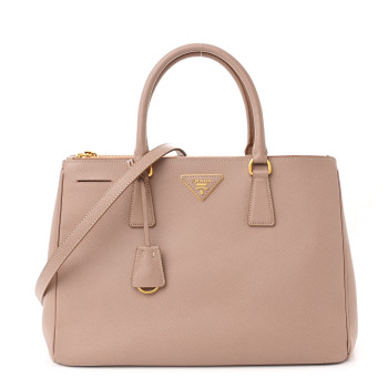PRADA Saffiano Medium Galleria Double Zip Tote Cammeo