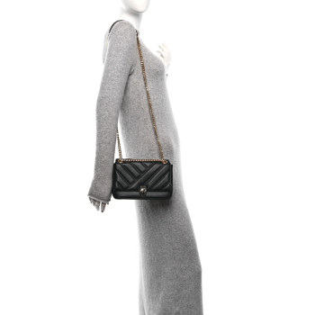 BULGARI Calfskin Matelasse Small Serpenti Cabochon Shoulder Bag Black