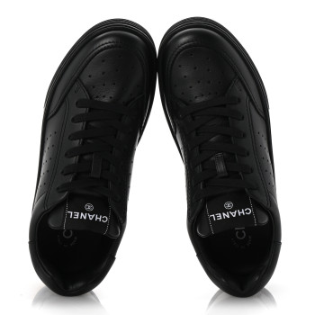 CHANEL Calfskin CC Womens Sneakers 38.5 Black