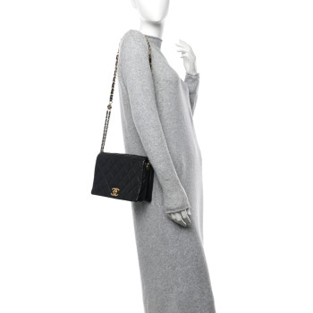 CHANEL Lambskin Quilted Enamel CC Chain Flap Black