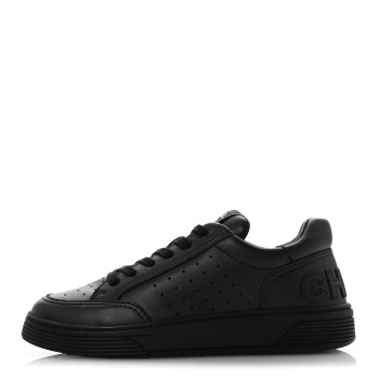 CHANEL Calfskin CC Womens Sneakers 38.5 Black