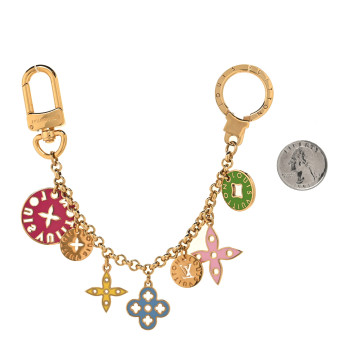 LOUIS VUITTON Metal Monogram Looping Chain Key Ring Gold Multicolor