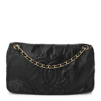 CHANEL Vinyl Medium Rock and Chain Flap Black Black