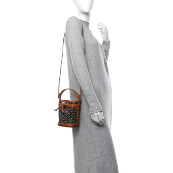 GOYARD Goyardine Petit Flot Mini Bucket Bag Black Gold GOYARD Goyardine Petit Flot Mini Bucket Bag Black Gold