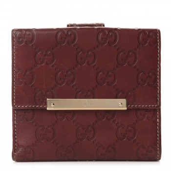 GUCCI Guccissima Metal Bar French Flap Wallet Brown