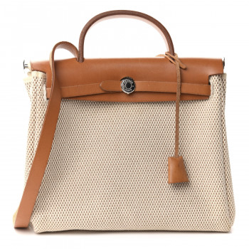 HERMES Toile Vache Herbag 30 PM Natural