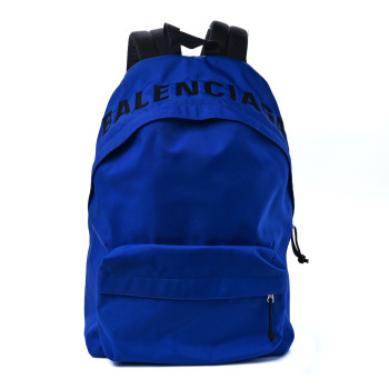 BALENCIAGA Nylon Wheel Logo Backpack Blue 1172907 | FASHIONPHILE