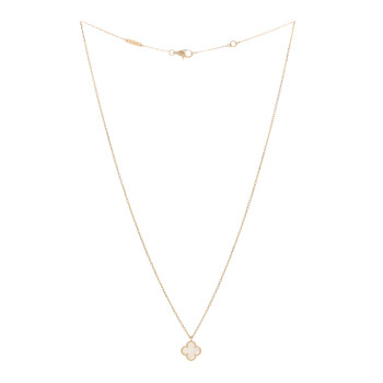 VAN CLEEF & ARPELS 18K Yellow Gold Mother of Pearl Sweet Alhambra Pendant Necklace