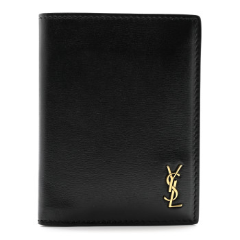 SAINT LAURENT Calfskin Techno Credit Card Wallet Black