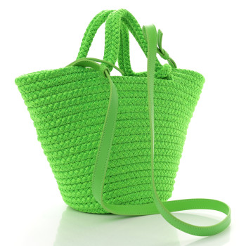 BALENCIAGA Nylon Lambskin Woven Mini Ibiza Basket With Strap