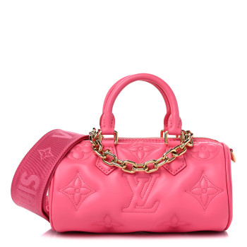 LOUIS VUITTON Calfskin Bubblegram Papillon BB Dragon Fruit