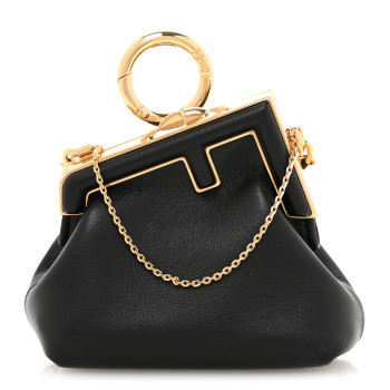 FENDI Shiny Nappa Nano Fendi First Bag Charm Black
