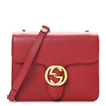 GUCCI Dollar Calfskin Small Interlocking G Shoulder Bag Red