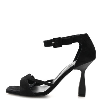 HERMES Suede Goatskin Gemma 95 Sandals 39 Black