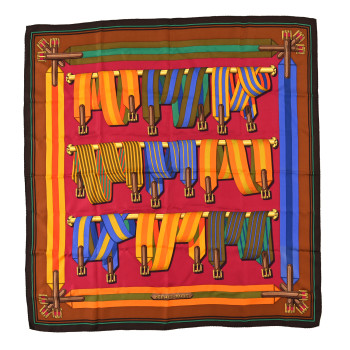 HERMES Silk Les Sangles Scarf 90