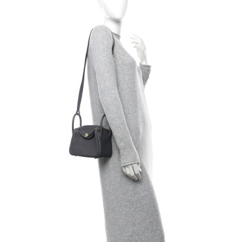 HERMES Taurillon Clemence Mini Lindy 20 Ardoise