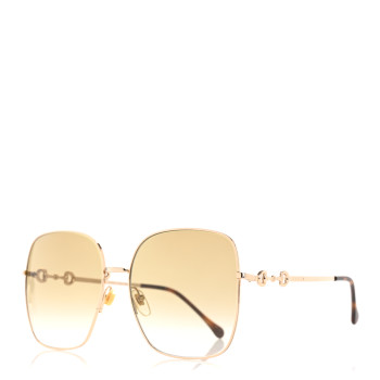 GUCCI Metal Horsebit Square Frame Sunglasses GG0879S Gold