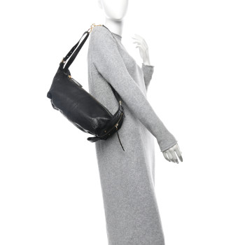 CHRISTIAN DIOR Crinkled Calfskin Macrocannage Medium D-Journey Bag Black
