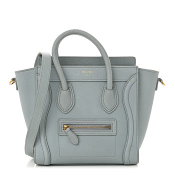 CELINE Drummed Calfskin Nano Luggage Almond