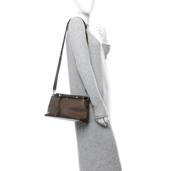 FENDI Vitello Dolce Bi-Color FF 1974 Embossed Medium By The Way Boston Bag Maya Black
