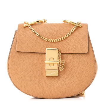 CHLOE Grained Lambskin Mini Drew Shoulder Bag  Softy Brown
