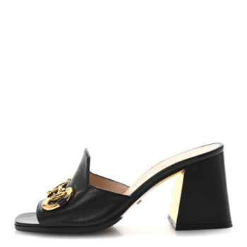 GUCCI Nappa Horsebit 75mm Slide Sandals 35 Black