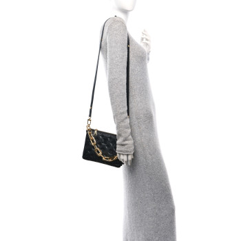 LOUIS VUITTON Lambskin Embossed Monogram Coussin BB Black