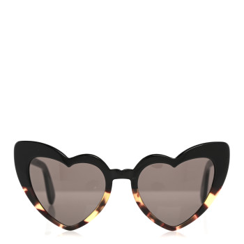 SAINT LAURENT Acetate Heart Frame Loulou SL181 Sunglasses Black White Havana