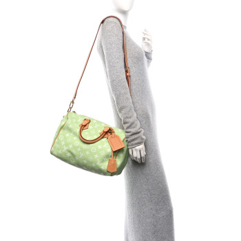 LOUIS VUITTON Calfskin Monogram Speedy P9 Bandouliere 30 Frozen Lime Vert Clair