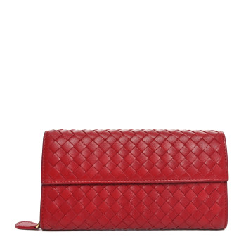 BOTTEGA VENETA Nappa Intrecciato Continental Flap Wallet Cassis