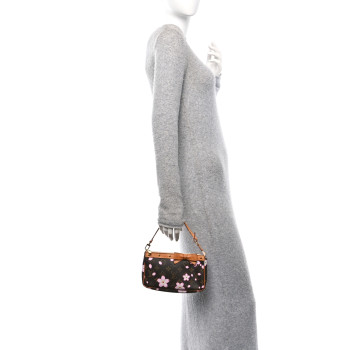 LOUIS VUITTON Monogram Cherry Blossom Pochette Accessories Brown