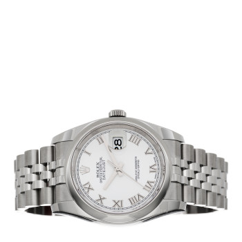ROLEX Stainless Steel 36mm Oyster Perpetual Datejust Watch White Roman 116200