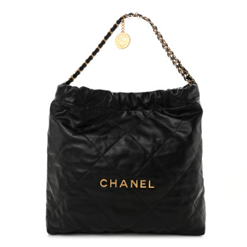 CHANEL Shiny Calfskin Quilted Chanel 22 Black