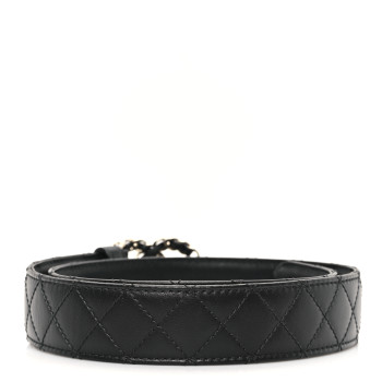 CHANEL Calfskin Quilted CC Chain Belt 70 28 Black